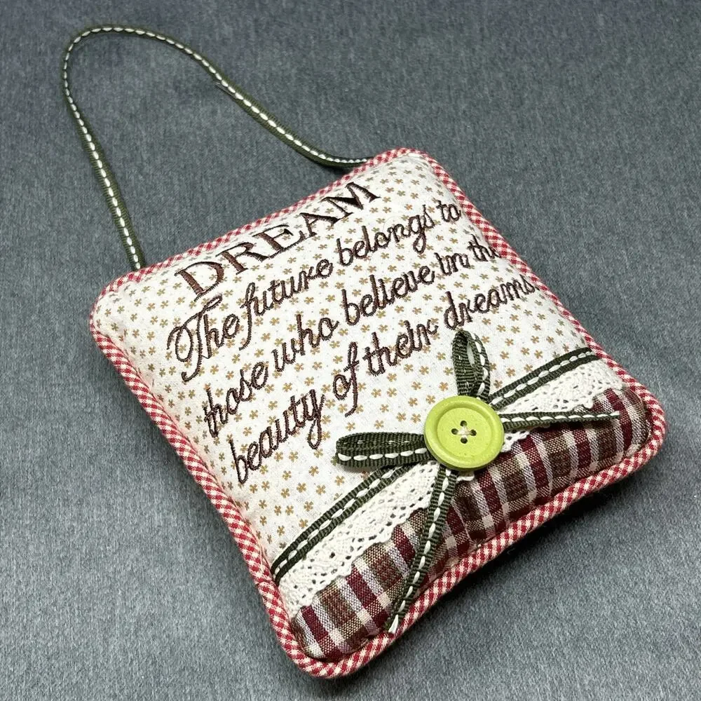 Dream Quote Future Belongs Pillow Primitive Gingham Plaid Decorative Accent 5